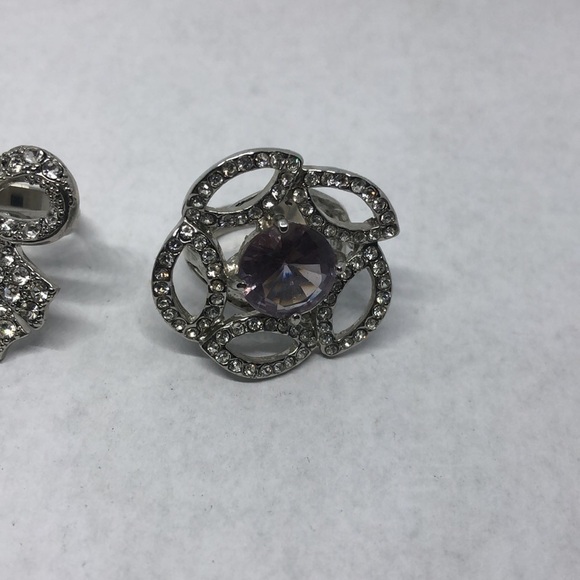BUNDLE lot 2 rhinestone statement rings flower and bow 7-7.5 - Picture 4 of 5